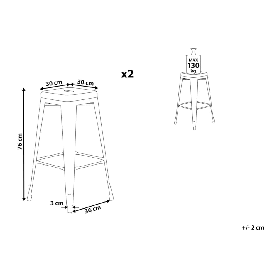 Zestaw 2 stołków barowych metalowych 76 cm żółty CABRILLO