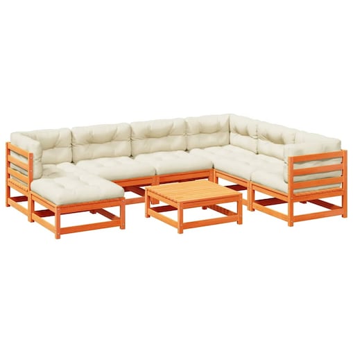 vidaXL 8-cz. zestaw wypoczynkowy do ogrodu, z poduszkami, woskowy brąz