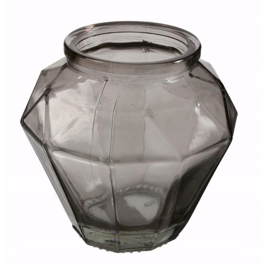 ŚWIECZNIK tealight szklany SZARY wys. 10cm