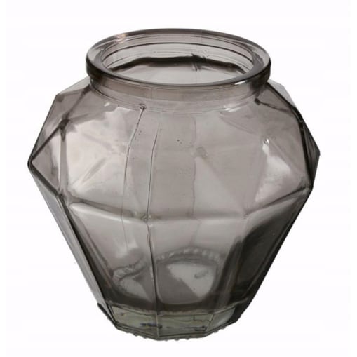 ŚWIECZNIK tealight szklany SZARY wys. 10cm