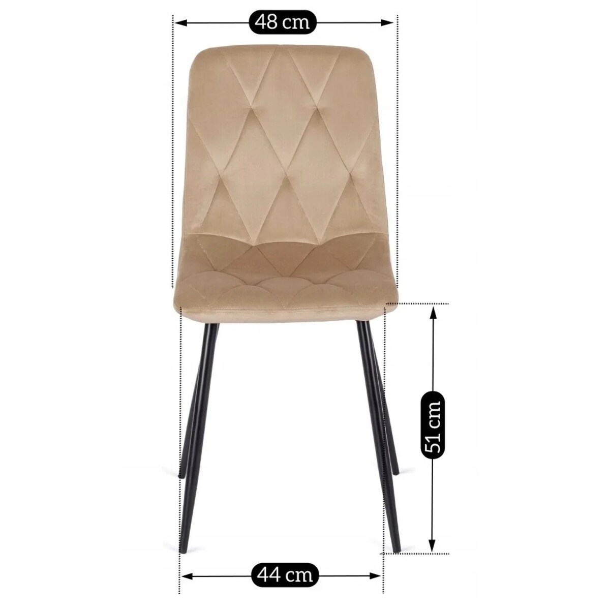 Krzesło Tapicerowane Welurowe Do Jadalni Salonu Kuchenne Loft Beżowe ROBIN