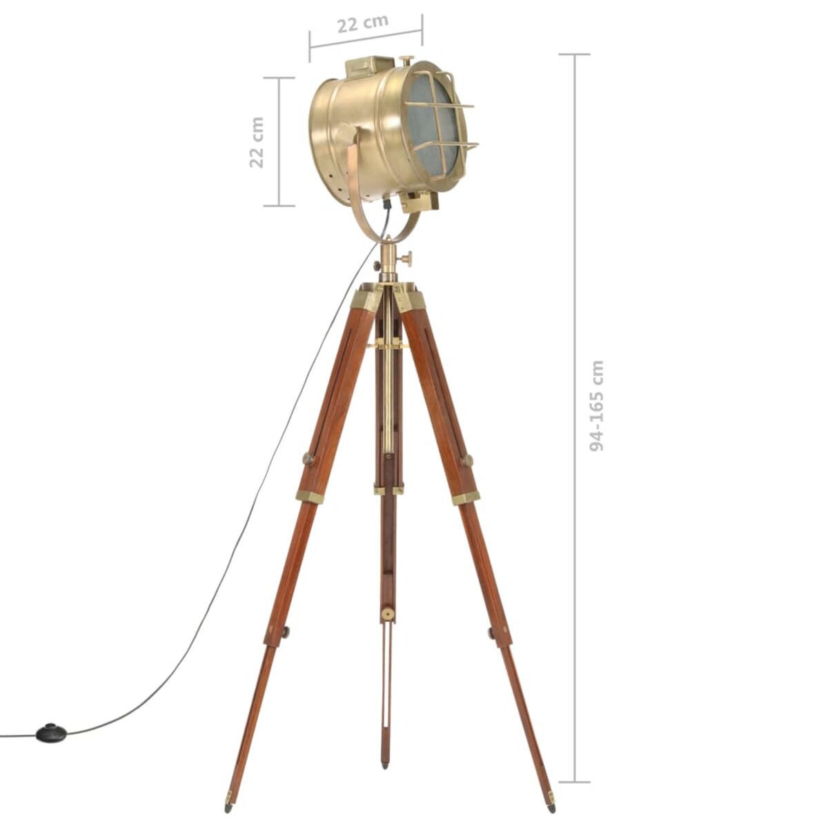 vidaXL Lampa podłogowa na trójnogu, lite drewno mango, 165 cm