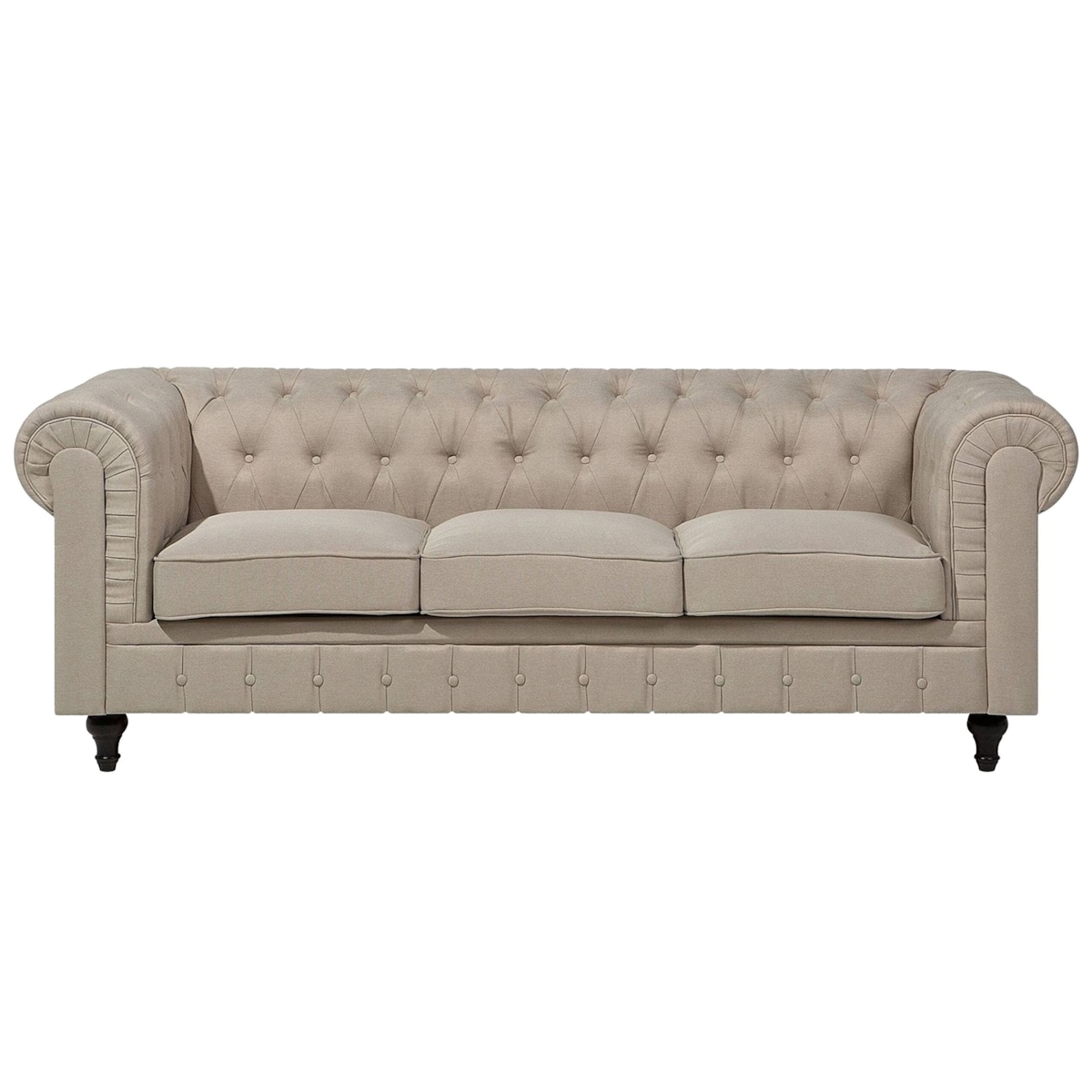 Sofa 3-osobowa duża beżowa CHESTERFIELD