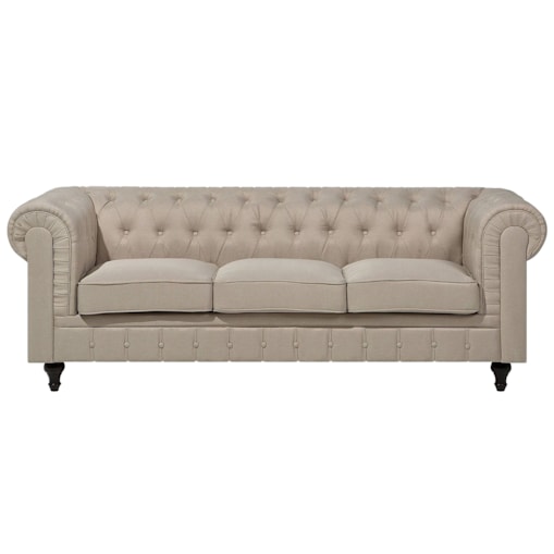 Sofa 3-osobowa duża beżowa CHESTERFIELD