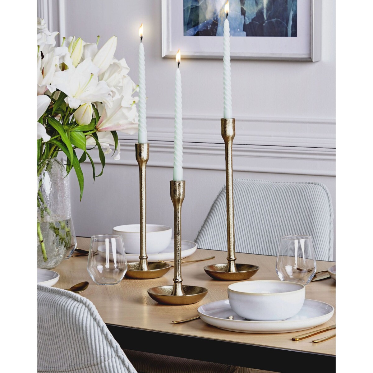 Zestaw 3 świeczników złoty LIWUNG