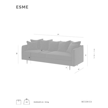 Esme 3-osobowa sofa - jasnobeżowa