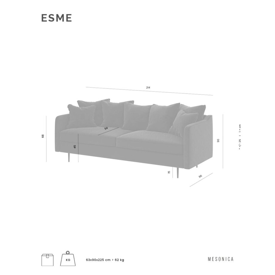 Esme 3-osobowa sofa - jasnobeżowa