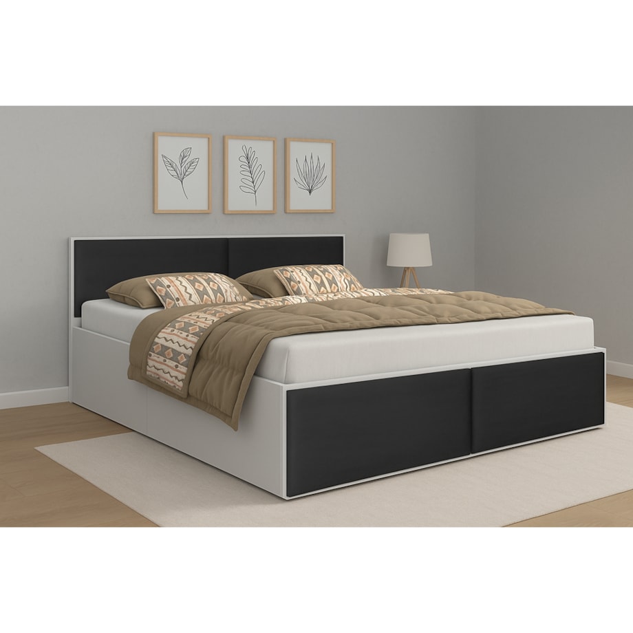 Łóżko sypialniane ALDO 2 160x200 z panelami i pojemnikiem- czarne