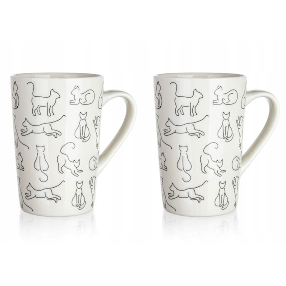 2x KUBEK WYSOKI w koty CERAMIKA 450 ml na herbatę kawę DEKORACYJNY upominek