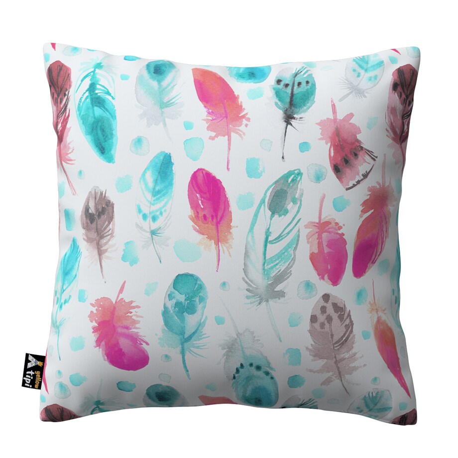 Poszewka Milly 43x43 różowe i turkusowe piórka