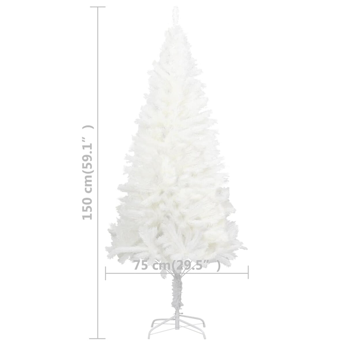 vidaXL Sztuczna choinka z lampkami i bombkami, biała, 150 cm