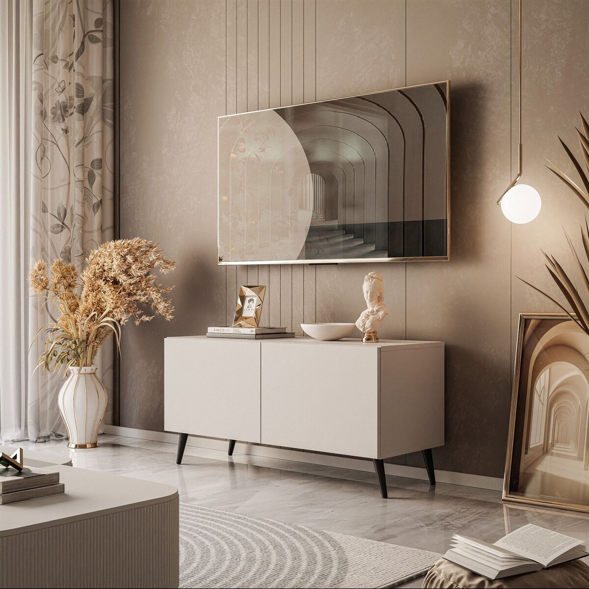 Szafka RTV COLGANTE KASZMIR 100 cm czarne nogi