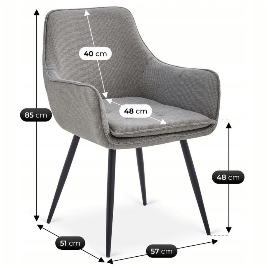 Krzesło Tapicerowane Kubełkowe Do Jadalni Salonu Kuchni Szare EDRICK