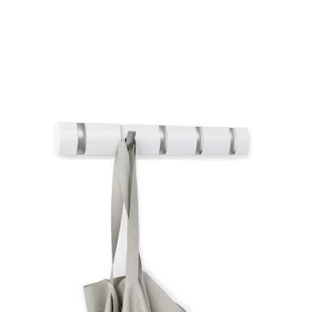 Listwa z 5 wieszakami biała Flip, 51 x 7 x 3 cm, Umbra
