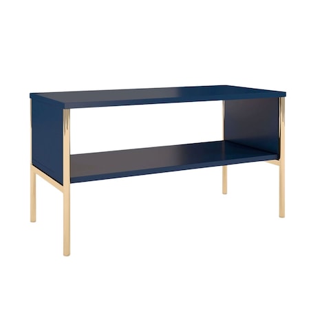 Elegancki granatowy stolik kawowy Skandica POLKA na złotych nóżkach