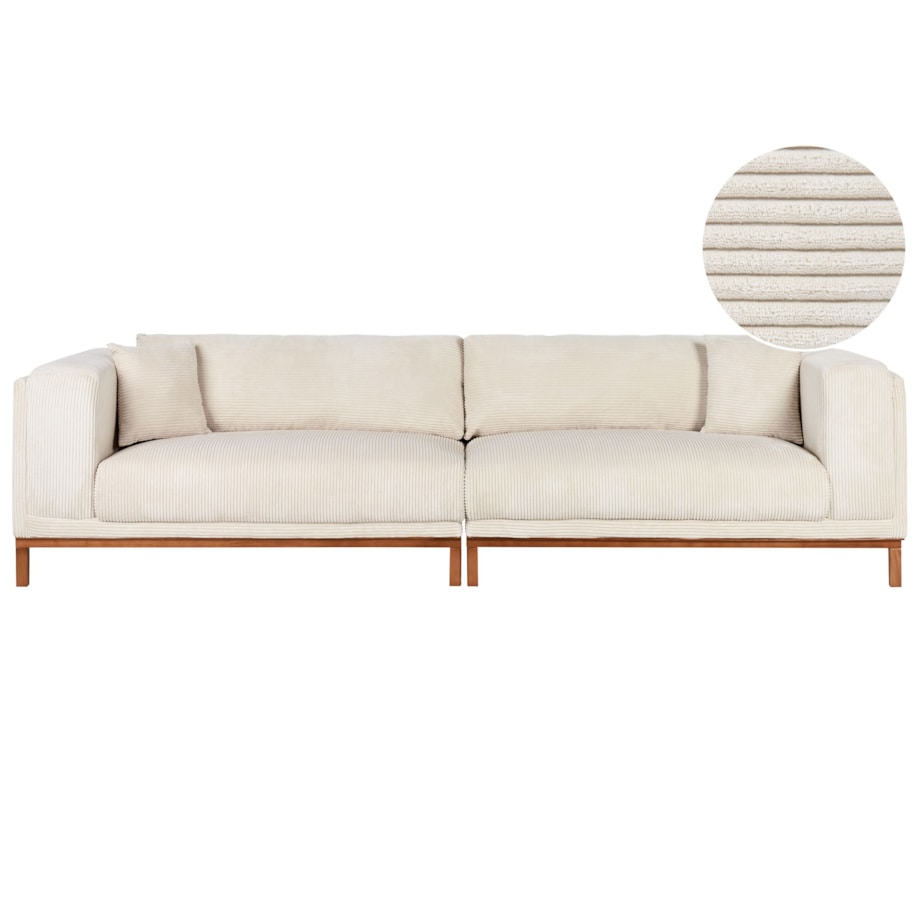 Sofa 4-osobowa sztruksowa beżowa VENG