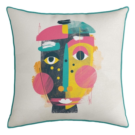 Poszewka dekoracyjna 43x43 kolorowa, abstrakcyjna twarz