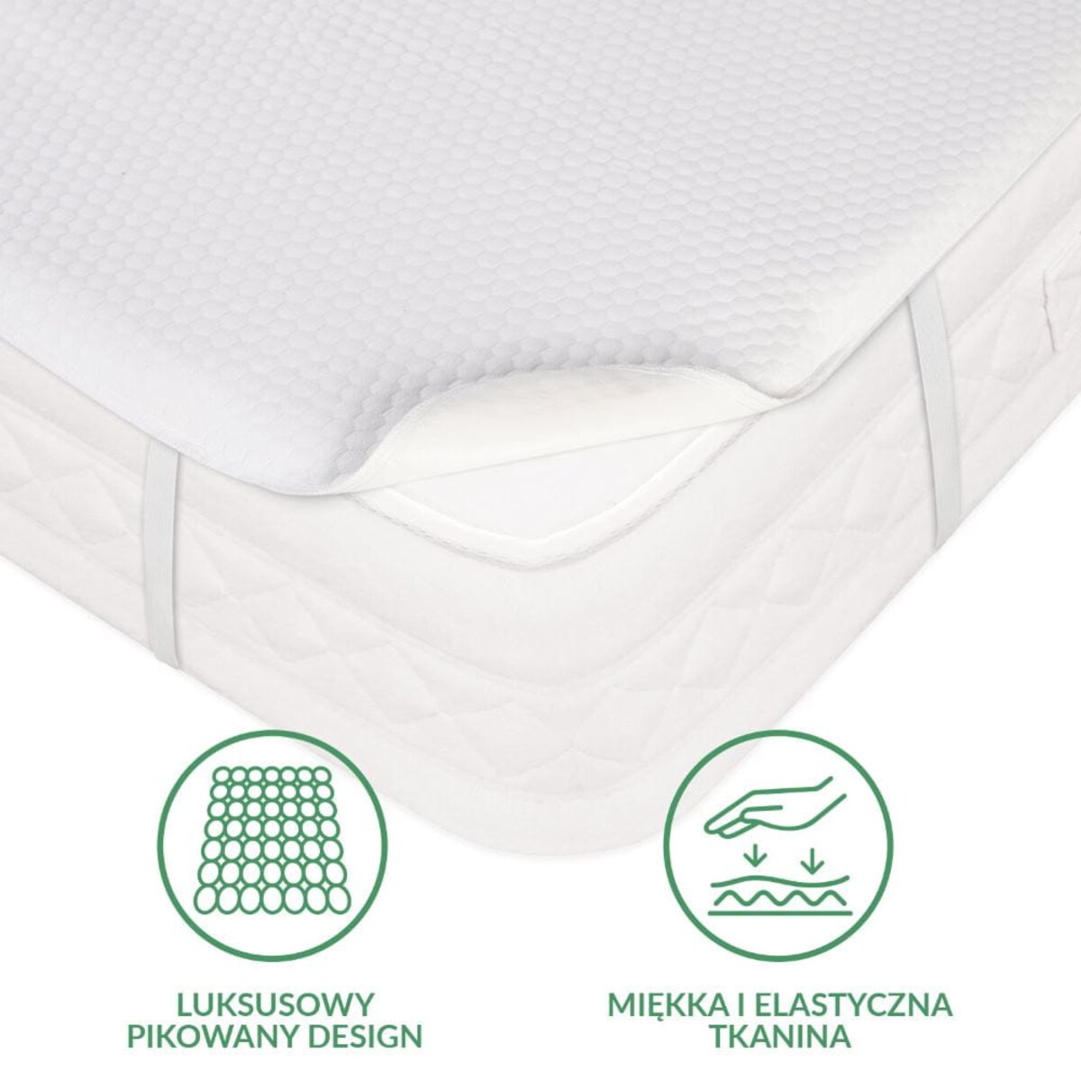 Ochraniacz na materac wodoodporny, rozmiar 110x200 pikowany SOFT-TOUCH kolor biały