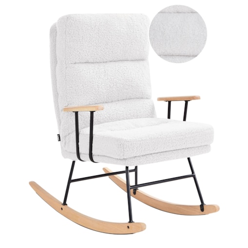 Fotel bujany ESKELIN Rozkładany Boucle Złamana biel