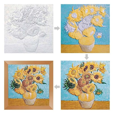 Malowanie 3D - Płaskorzeźba Słoneczniki