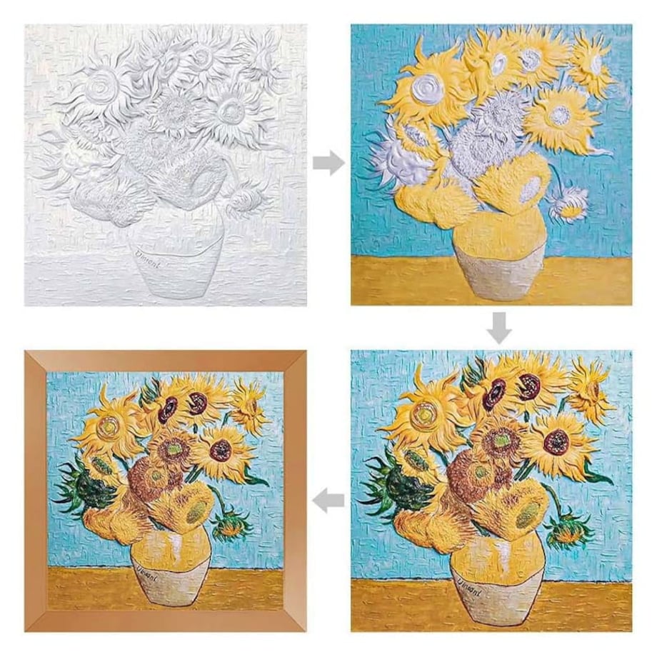 Malowanie 3D - Płaskorzeźba Słoneczniki