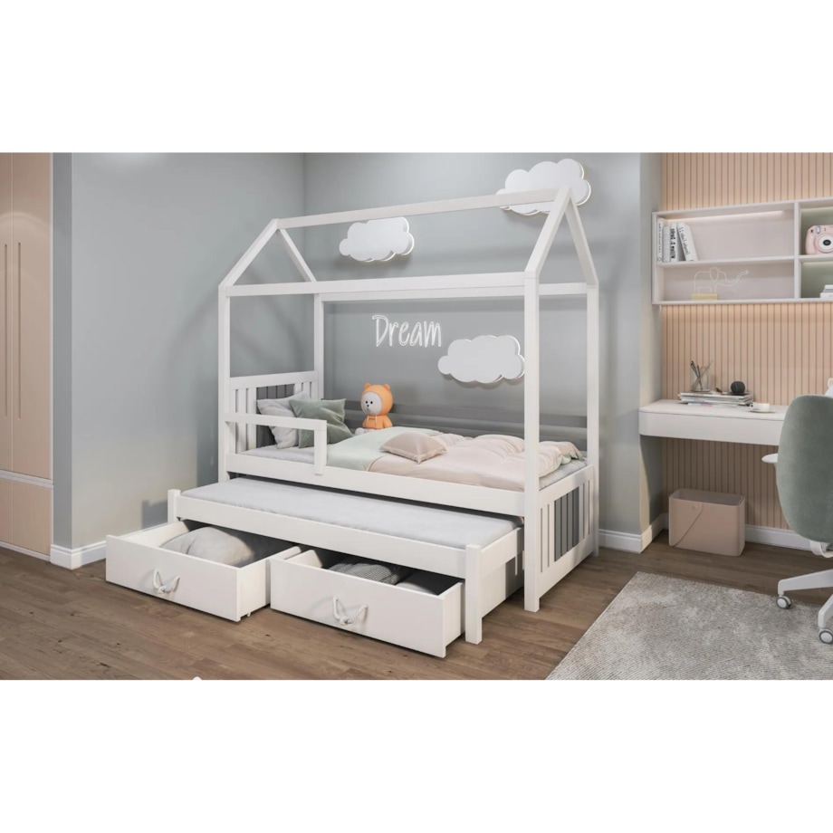 Łóżko domek GRANNI 180x80 białe dwuosobowe