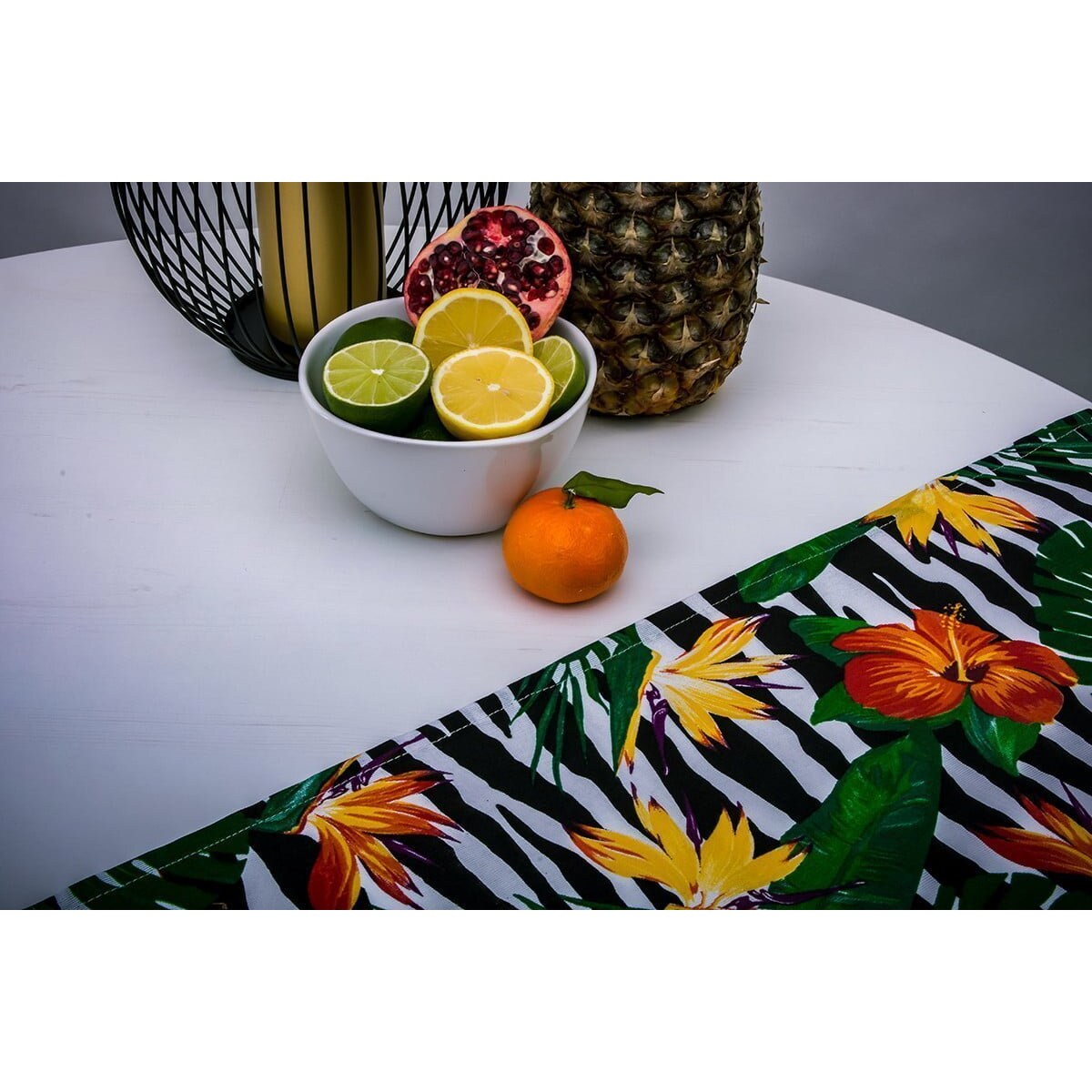 Konsimo MONTERI Bieżnik, zielony/biały/czarny/pomarańczowy