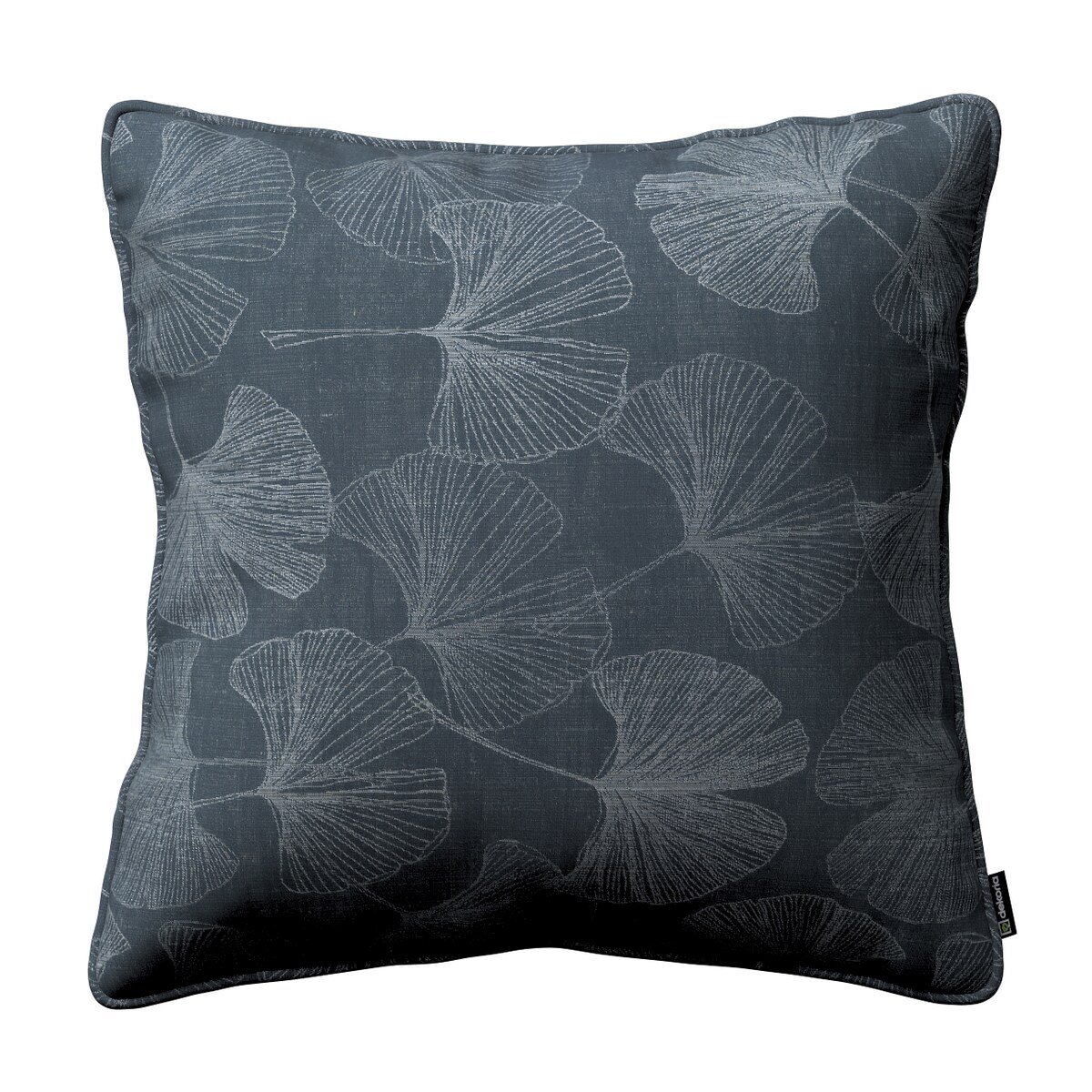 Poszewka Gabi na poduszkę 45x45 szaro-srebrne liście miłorzębu na grafitowym tle