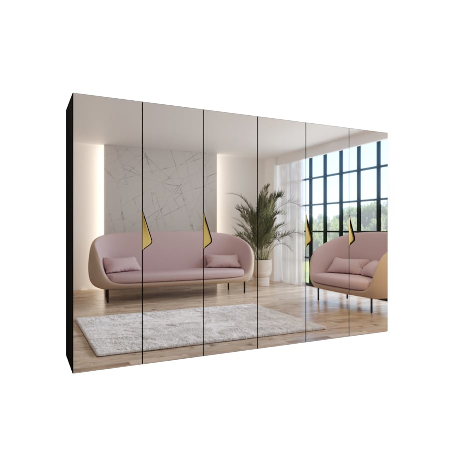 Szafa uchylna z lustrem Sandi 3 300 (2X150) wys 202 cm Czarny + u Złoty