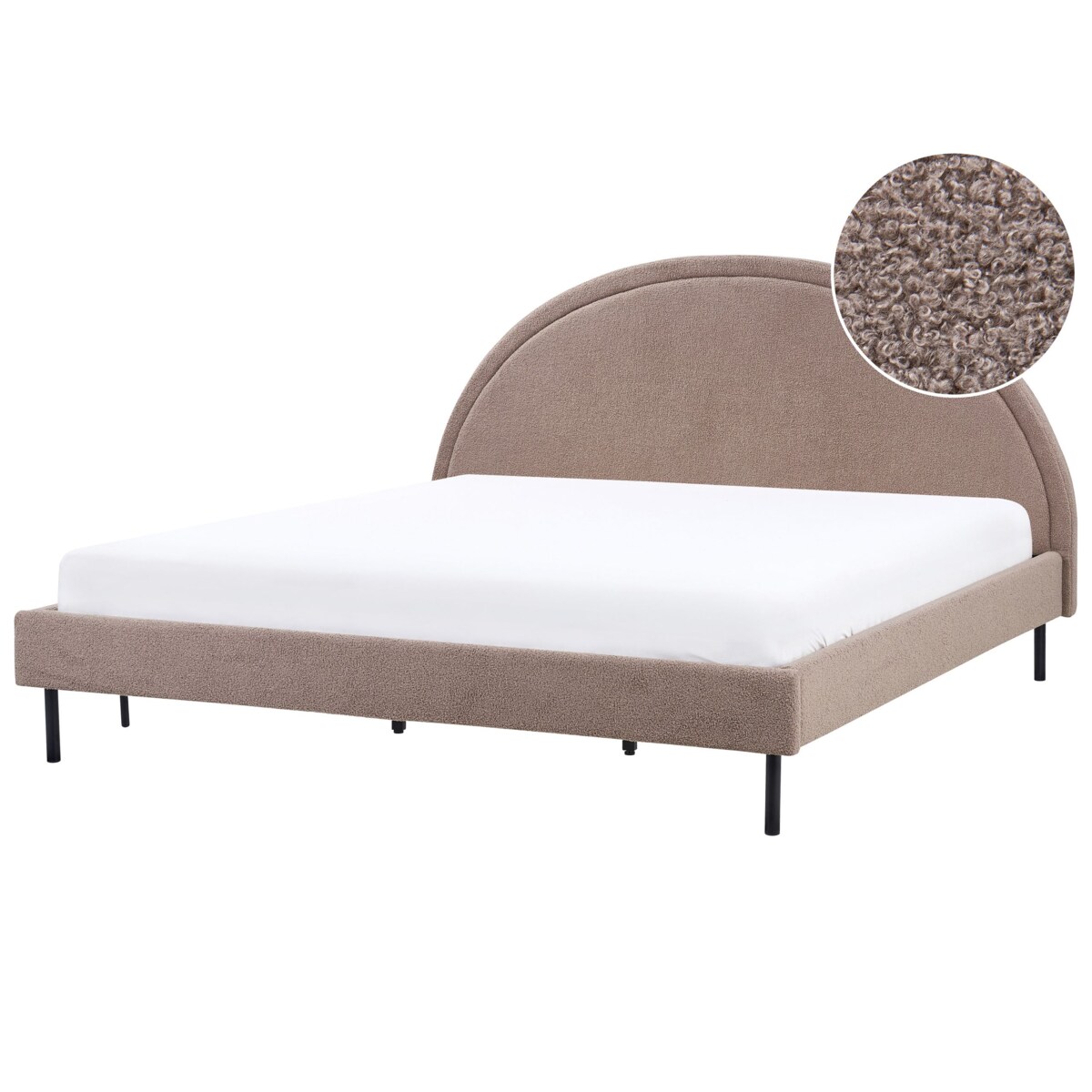 Łóżko Boucle MARGUT 180 x 200 cm Beżowoszary