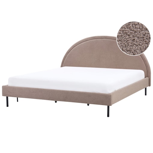 Łóżko Boucle MARGUT 180 x 200 cm Beżowoszary