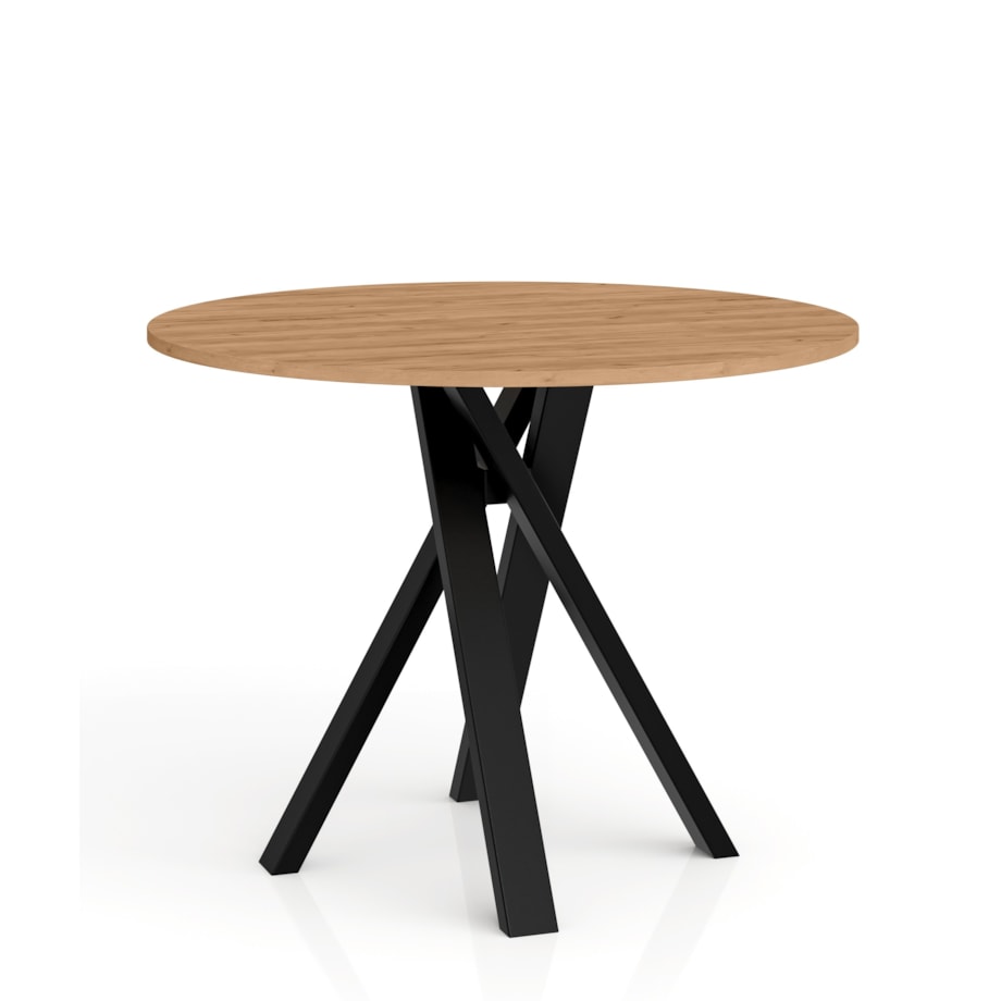 Okrągły stół IGO na matealowej podstawie średnica blatu 100cm- craft złoty