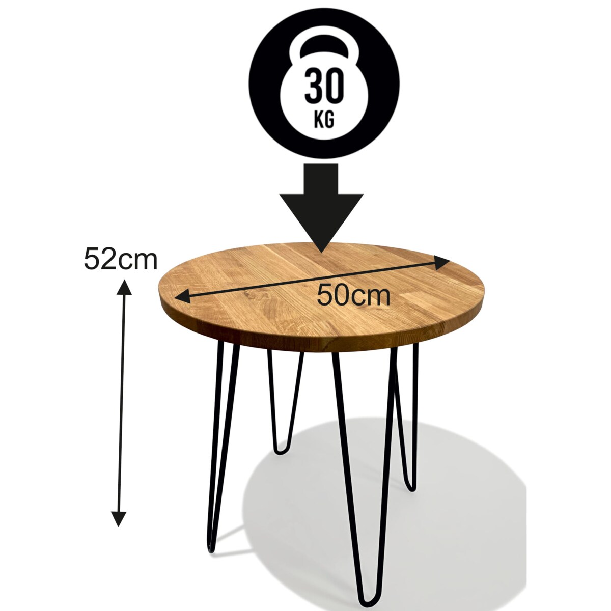 Stolik kawowy Tavolo dębowy LOFT okrągły 50cm