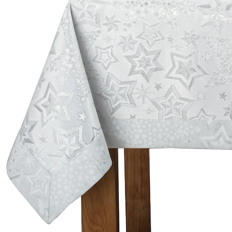 Obrus LX srebrne gwiazdki - 120x180 cm - srebrny