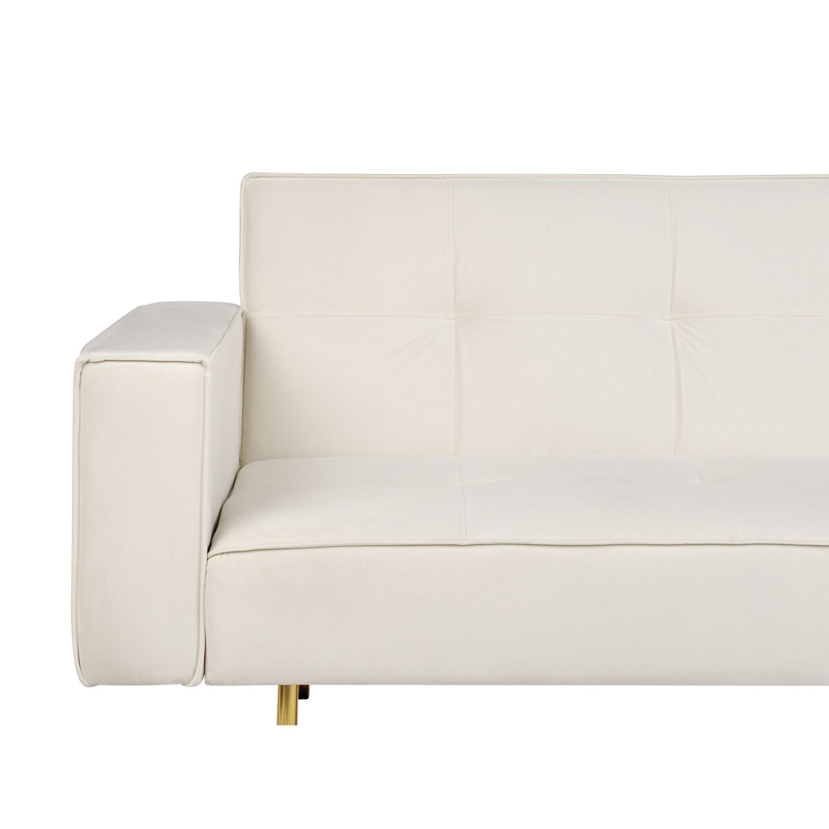 Sofa rozkładana welurowa złamana biel VISNES