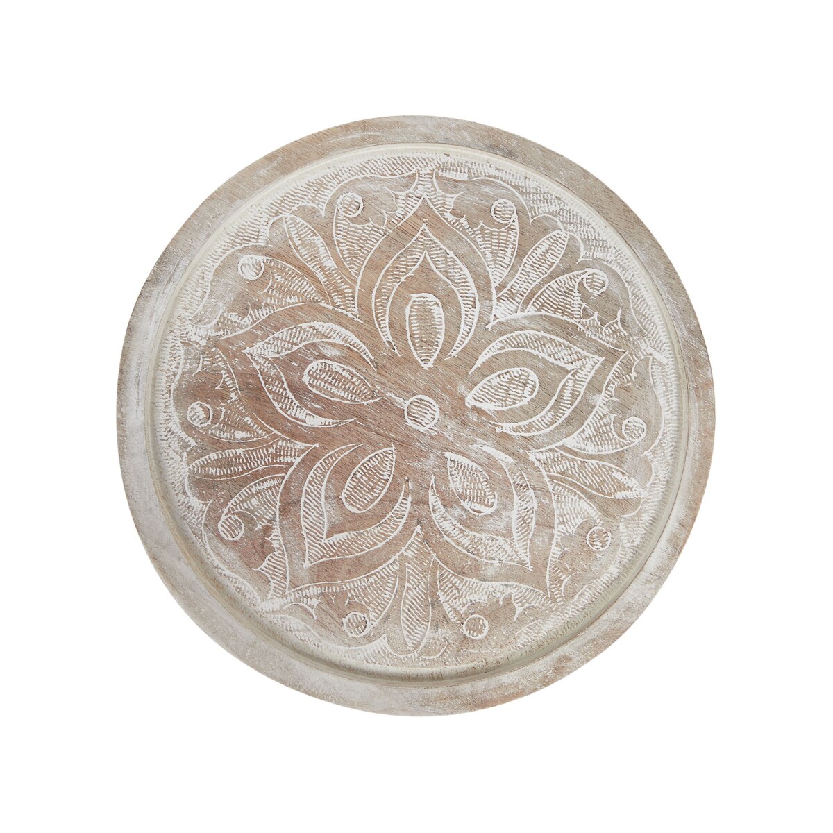 Patera ze szklanym kloszem drewno mango jasne FAJUM