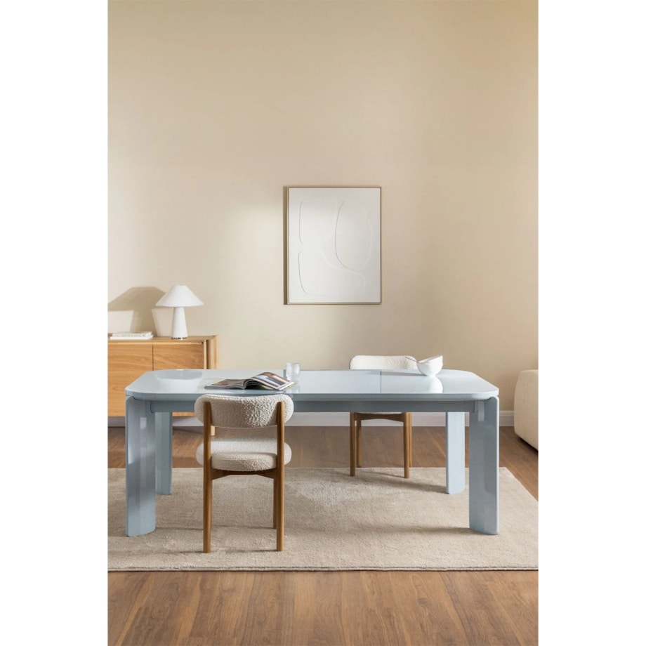 Stół jadalniany 200x100 cm z MDF Genewa glossy błękitny