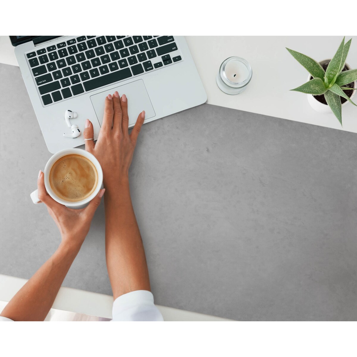 Szara mata na biurko Betonowa tekstura, 120x60 cm