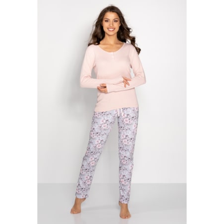 Piżama Margarita Pink-Grey, L