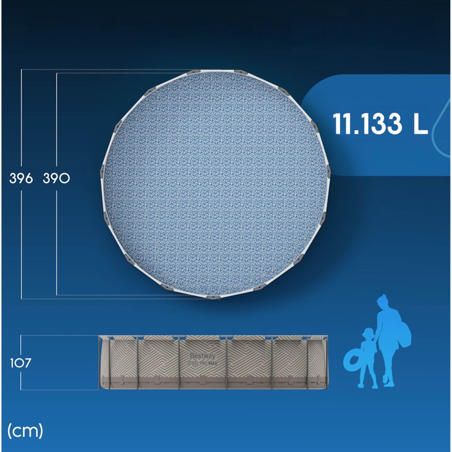 Basen stelażowy ogrodowy z daszkiem 396x107cm Bestway 12w1 zestaw