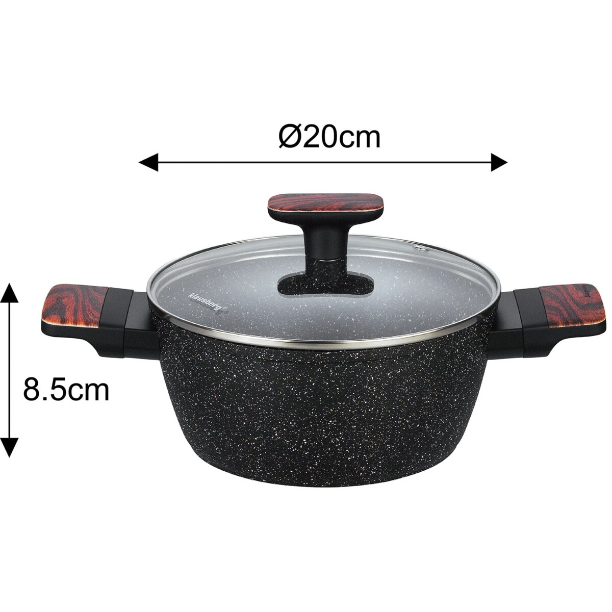 Komplet garnków z marmurkową powłoką nieprzywierającą 12-ele KLAUSBERG