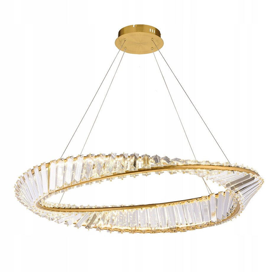 Lampa Sufitowa Kryształowa Glamour Złota Gold