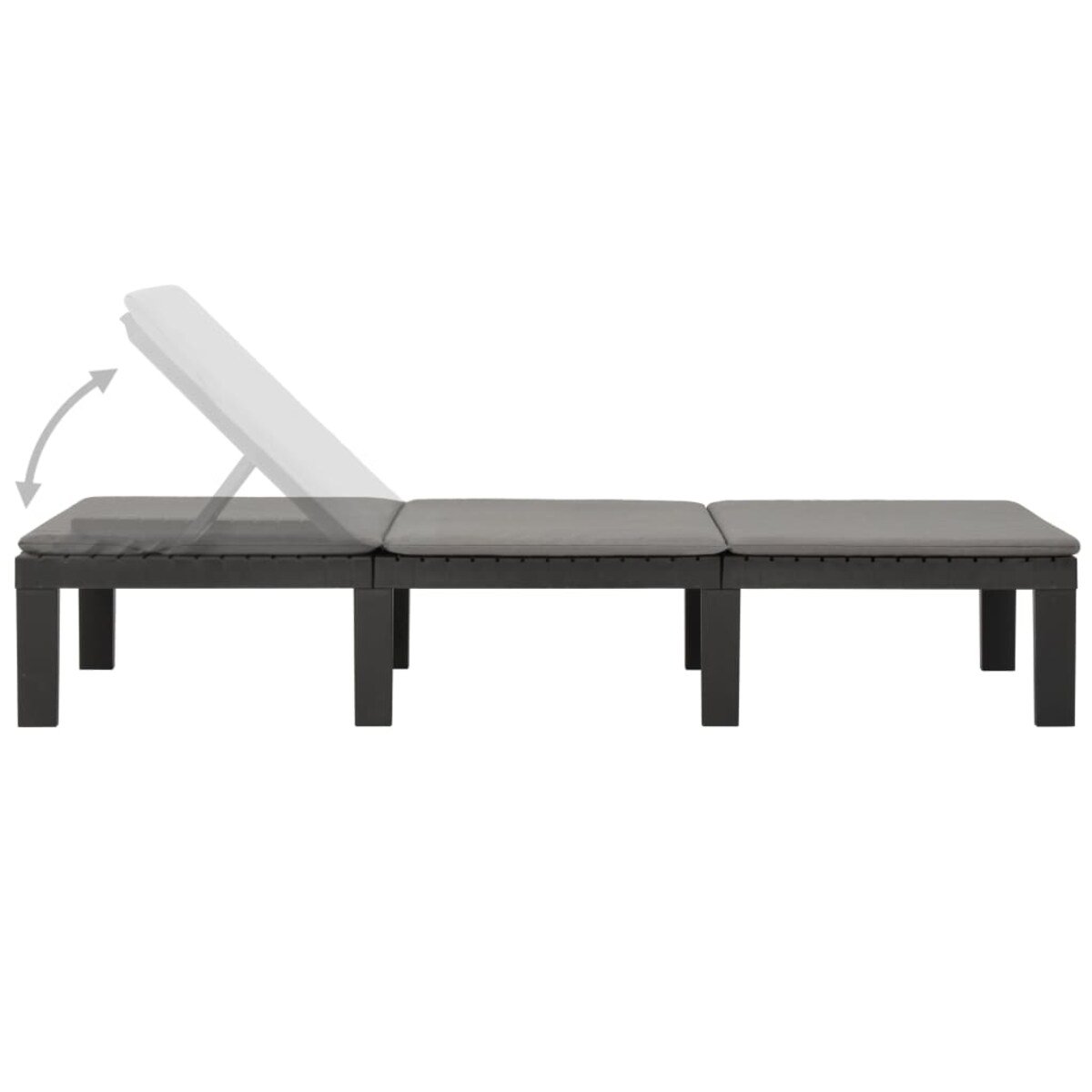 vidaXL Leżak z poduszką, plastikowy, antracytowy