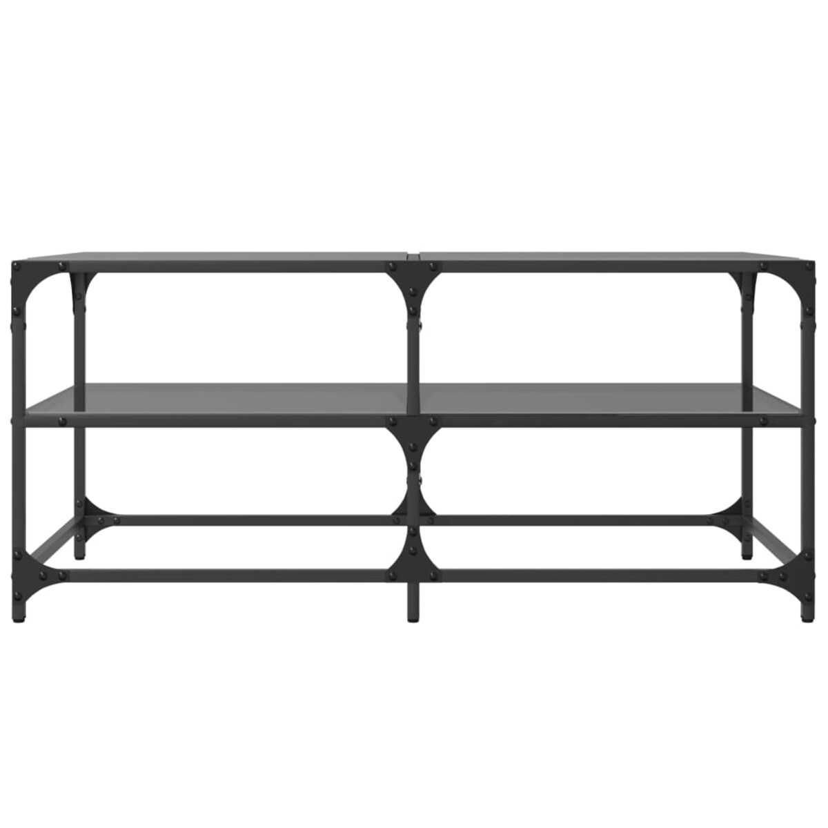 vidaXL Stolik kawowy z czarnym, szklanym blatem, 98,5x50x45 cm, stal