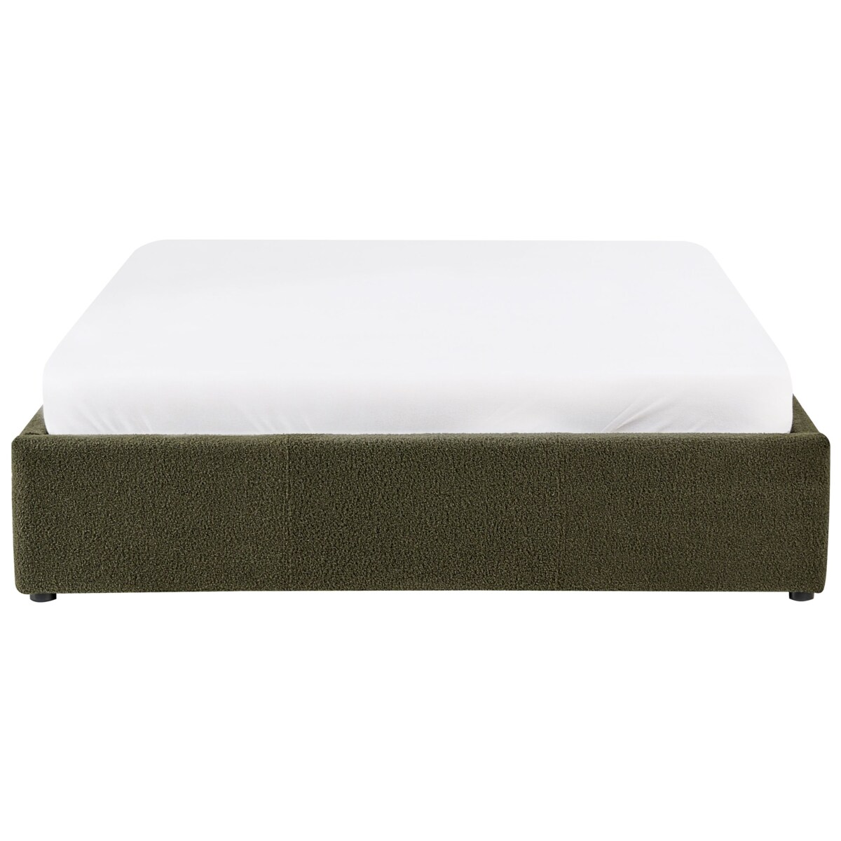 Łóżko z pojemnikiem bez zagłówka Boucle DINAN 140 x 200 cm Ciemnozielony