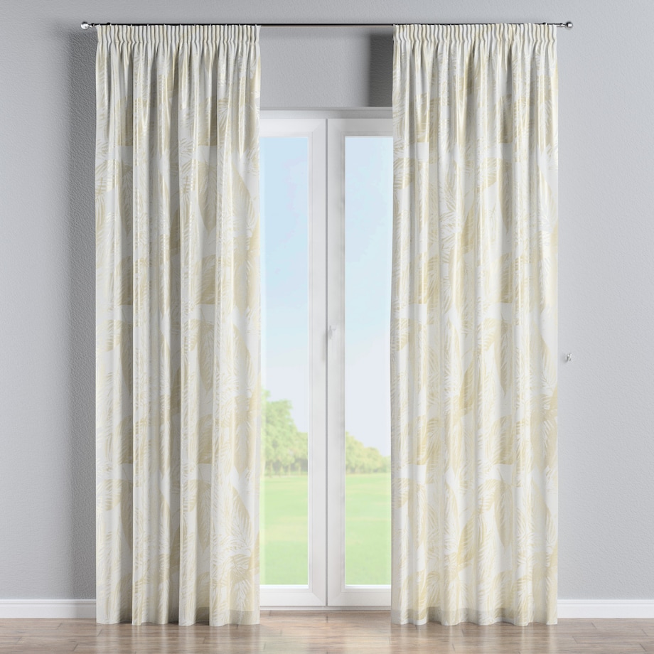 Zasłona na taśmie marszczącej 1 szt. 130x260 ecru liście