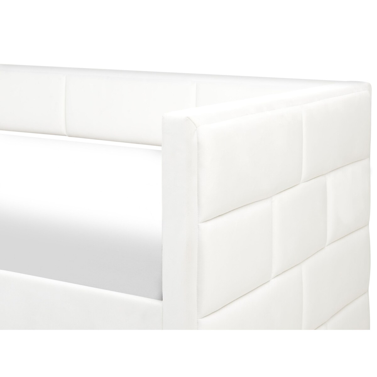 Łóżko wysuwane Welur CHAVONNE 90 x 200 cm Złamana biel