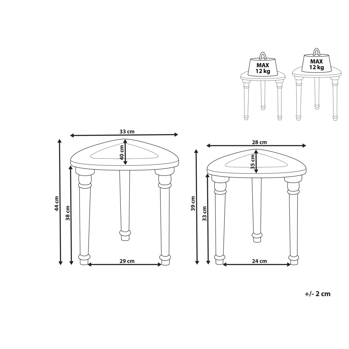 Zestaw dwóch stolików pomocniczych drewno mango jasne SAORA