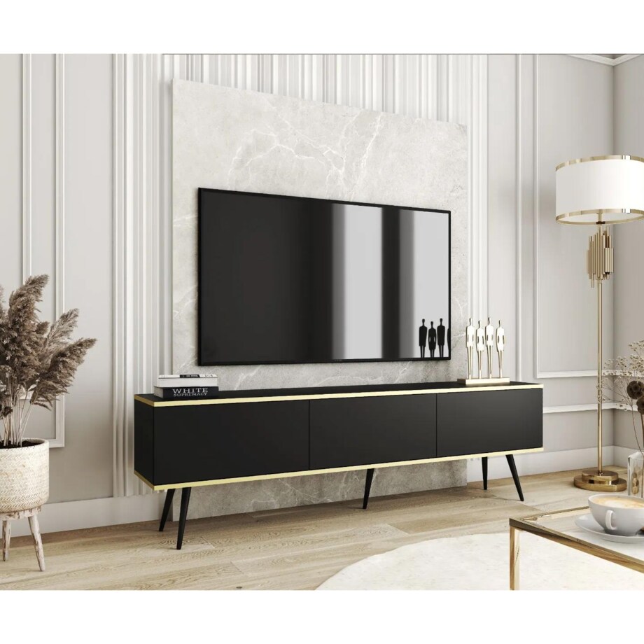 Szafka RTV KARL 175cm wisząca/stojąca czarny mat