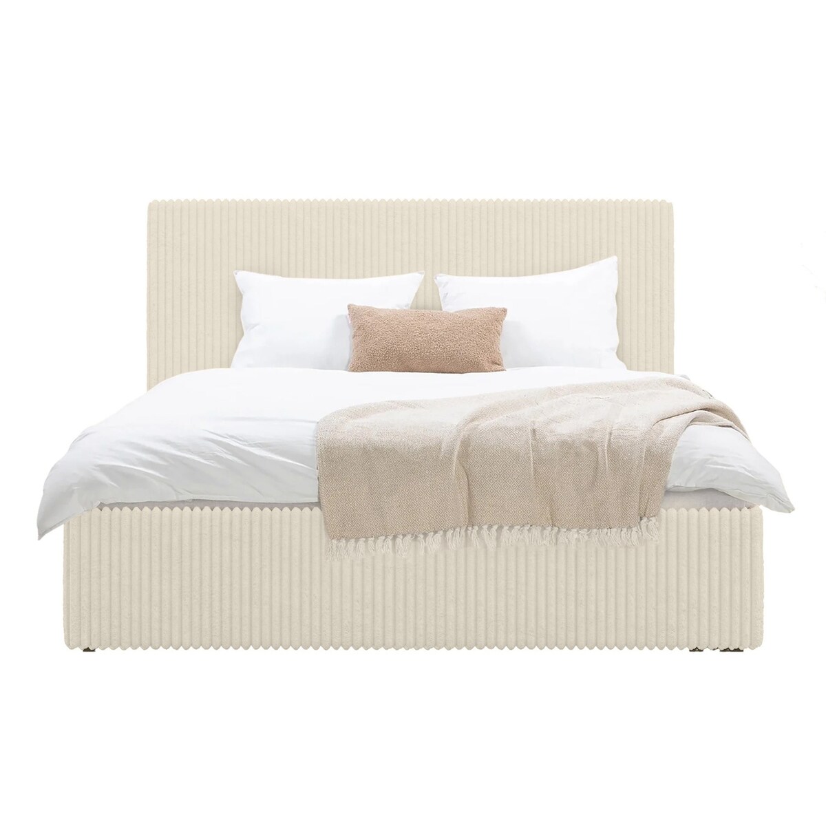 Łóżko tapicerowane 160x200 cm kremowe sztruks Gimma